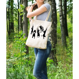 Bez Çanta Yaramaz Kediler Baskılı Çanta Hediyelik Çanta BDKCNTA001