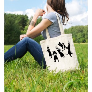 Bez Çanta Yaramaz Kediler Baskılı Çanta Hediyelik Çanta BDKCNTA001