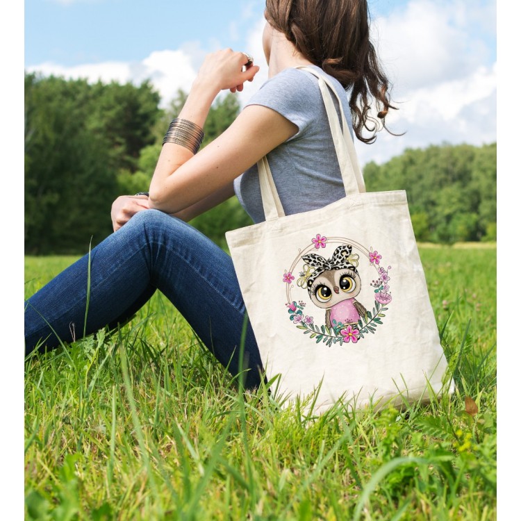 Bez ÇantaPink Baykuş Owl Baskılı Çanta Hediyelik Çanta BDKCNTA010
