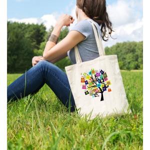 Bez Çanta Okuma Ağacı  Baskılı Çanta Hediyelik Çanta BDKCNTA044