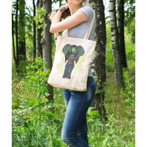 Bez Çanta Renkli Fil Baskılı Çanta Hediyelik Çanta BDKCNTA067