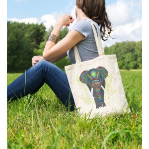 Bez Çanta Renkli Fil Baskılı Çanta Hediyelik Çanta BDKCNTA067