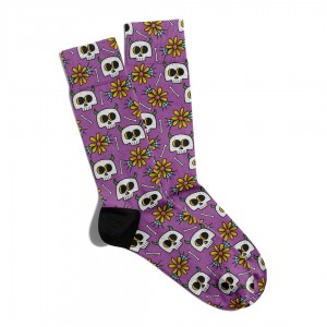 Eğlenceli Çorap Unisex Skull Papatya Baskılı Çorap ECSOKET004