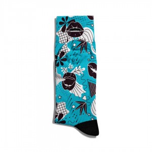 Eğlenceli Çorap Unisex Best Flower Lips Turkuaz Baskılı Çorap ECSOKET006