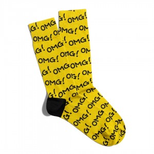 Eğlenceli Çorap Unisex Sevimli Sarı Omg PopArt Baskılı Çorap ECSOKET009
