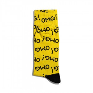 Eğlenceli Çorap Unisex Sevimli Sarı Omg PopArt Baskılı Çorap ECSOKET009