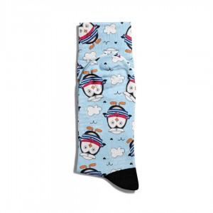 Eğlenceli Çorap Unisex Gri Animal Denizci Penguen Baskılı Çorap ECSOKET010