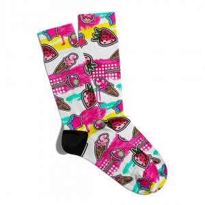 Eğlenceli Çorap Unisex Dondurma Çilek Popart Baskılı Çorap ECSOKET014
