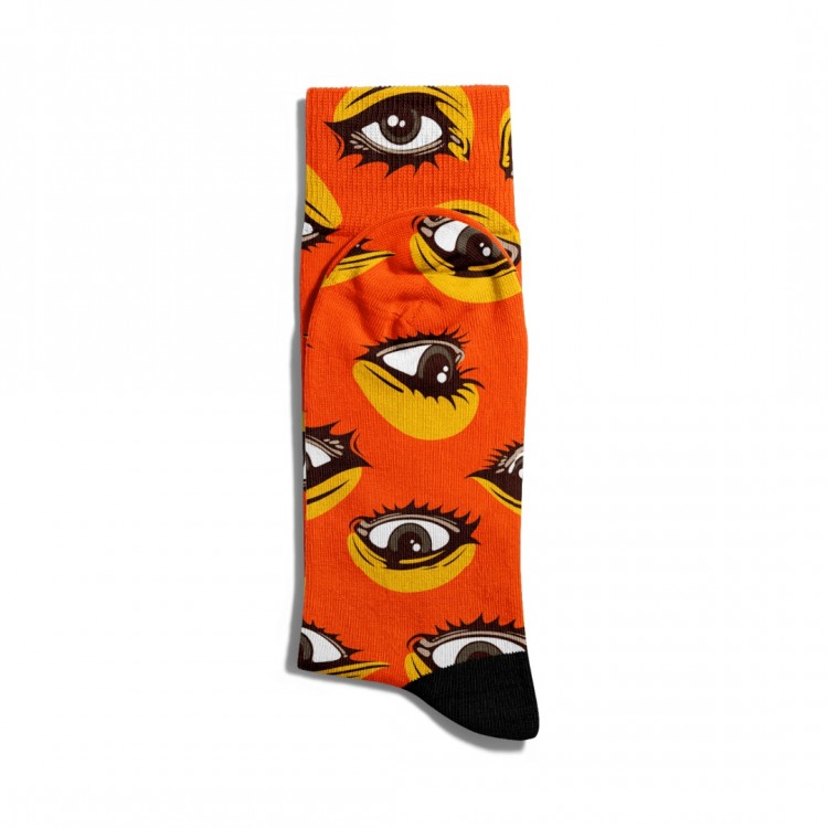 Eğlenceli Çorap Unisex Turuncu Göz Tema Baskılı Çorap ECSOKET020