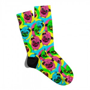 Eğlenceli Çorap Unisex Sevimli Pug Baskılı Çorap ECSOKET027