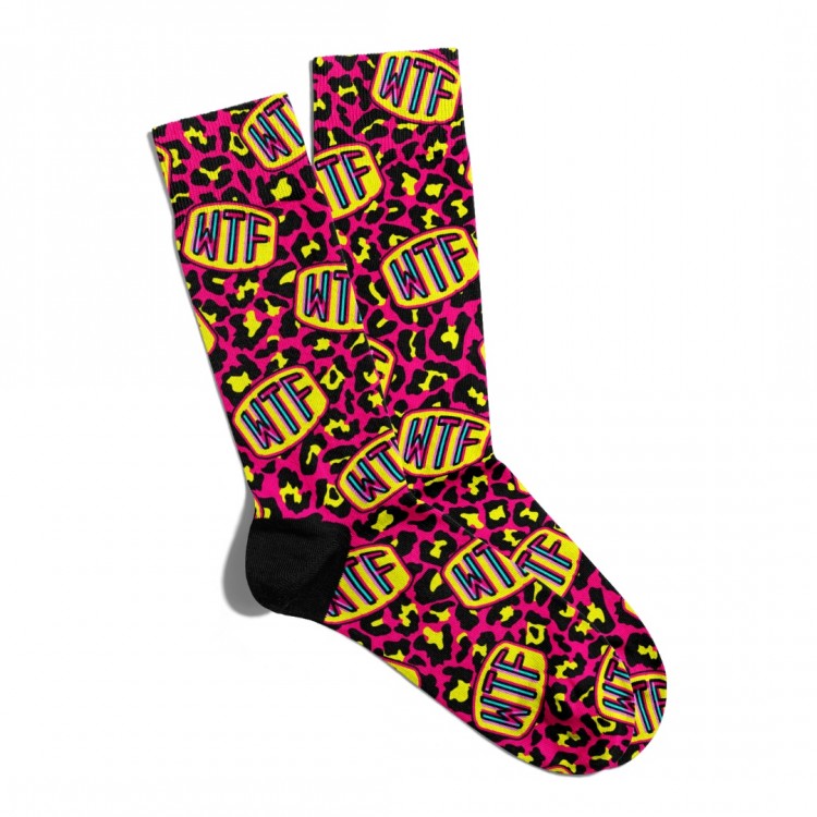 Eğlenceli Çorap Unisex Leopar WTF Baskılı Çorap ECSOKET033 Eğlenceli Çorap Unisex Leopar WTF Baskılı Çorap ECSOKET033