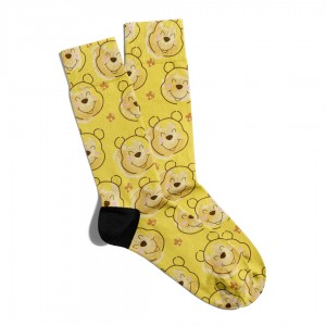 Eğlenceli Çorap Unisex Sarı Sevimli Teddy Baskılı Çorap ECSOKET034