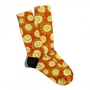 Eğlenceli Çorap Unisex  Gülen Papatya Emoji Baskılı Çorap ECSOKET039