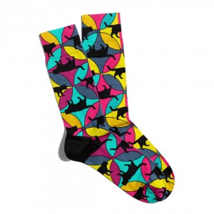 Eğlenceli Çorap Unisex  Black Cat Baskılı Çorap ECSOKET042