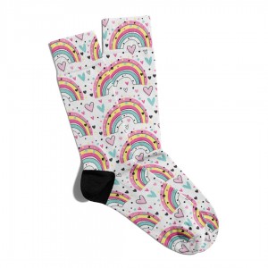 Eğlenceli Çorap Unisex Gökkuşağı Cift Sevgiliye Baskılı Çorap ECSOKET060