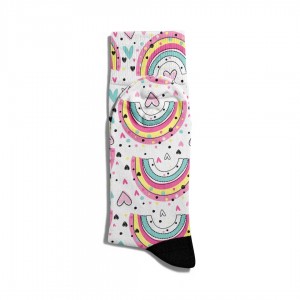 Eğlenceli Çorap Unisex Gökkuşağı Cift Sevgiliye Baskılı Çorap ECSOKET060
