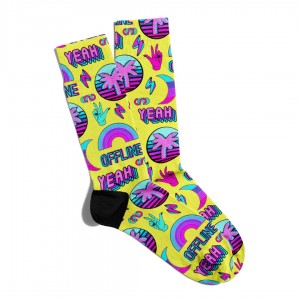 Eğlenceli Çorap Unisex PopArt Yeah Sarı Baskılı Çorap ECSOKET069