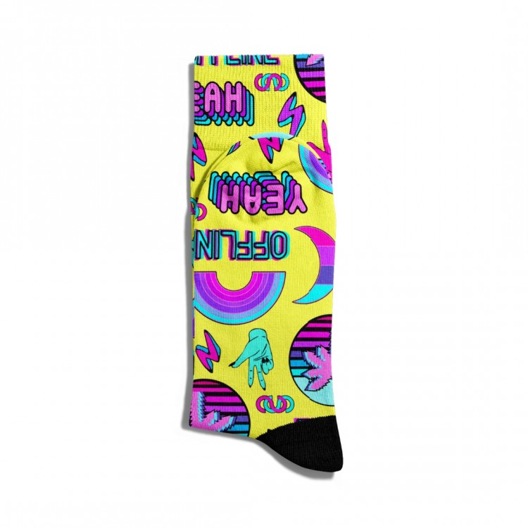 Eğlenceli Çorap Unisex PopArt Yeah Sarı Baskılı Çorap ECSOKET069