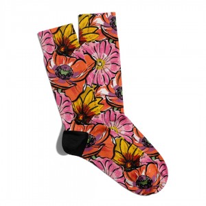 Eğlenceli Çorap Unisex  Flower Yaz Çicekleri Baskılı Çorap ECSOKET072