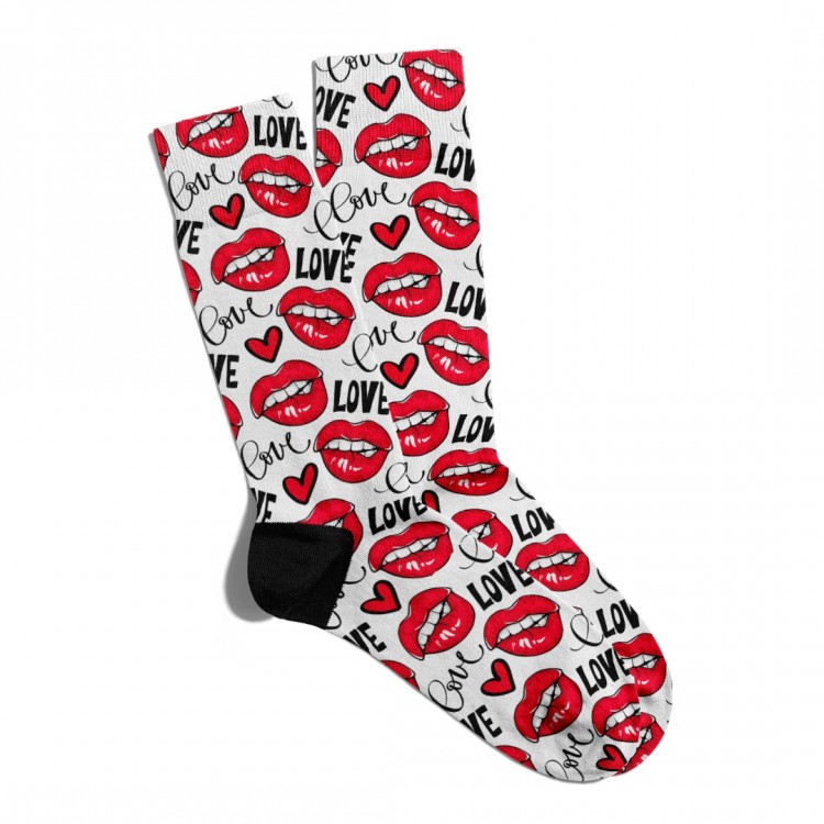 Eğlenceli Çorap Unisex  Love Lips PopArt Baskılı Çorap ECSOKET074
