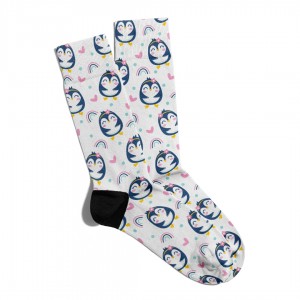 Eğlenceli Çorap Unisex  Cute Penguen Baskılı Çorap ECSOKET077