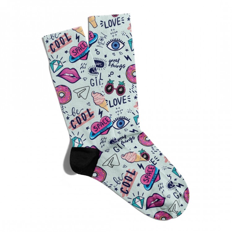 Eğlenceli Çorap Unisex  Cool Girls Space  Baskılı Çorap ECSOKET079