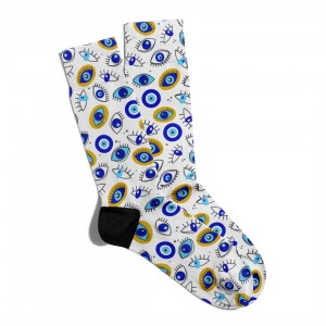 Eğlenceli Çorap Unisex  Nazar Boncuk Göz Baskılı Çorap ECSOKET083