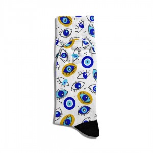 Eğlenceli Çorap Unisex  Nazar Boncuk Göz Baskılı Çorap ECSOKET083