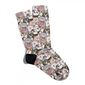 Eğlenceli Çorap Unisex  Cute Teddy Bear Desen Baskılı Çorap ECSOKET085
