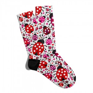 Eğlenceli Çorap Unisex  Uğur böceği Detaylı  Baskılı Çorap ECSOKET089