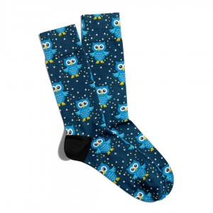 Eğlenceli Çorap Unisex  Mavi Baykuş  Baskılı Çorap ECSOKET102