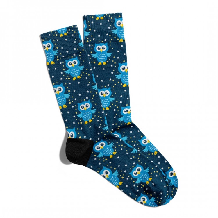 Eğlenceli Çorap Unisex Mavi Baykuş Baskılı Çorap ECSOKET102 Eğlenceli Çorap Unisex Mavi Baykuş Baskılı Çorap ECSOKET102