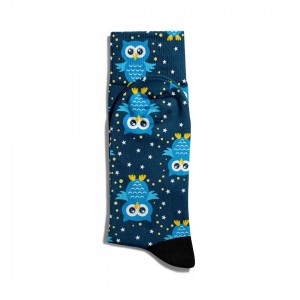 Eğlenceli Çorap Unisex  Mavi Baykuş  Baskılı Çorap ECSOKET102