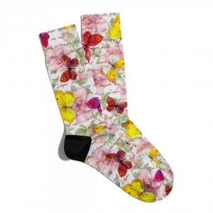 Eğlenceli Çorap Unisex  Flower Kelebek Baskılı Çorap ECSOKET106