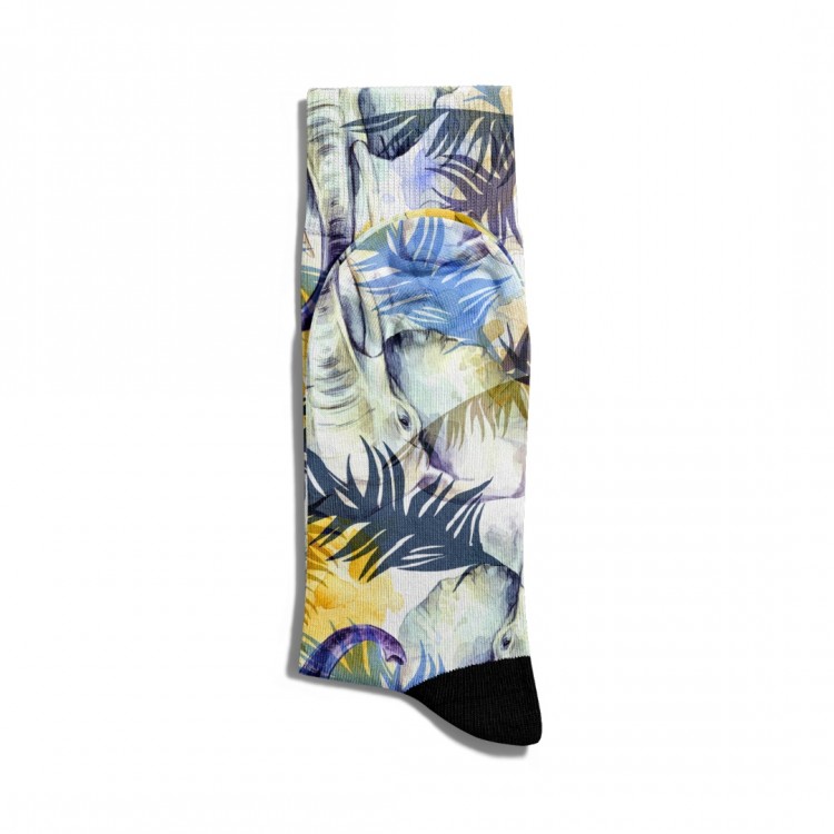 Eğlenceli Çorap Unisex  Fil ve Çicek Yaz Esinti Desen Baskılı Çorap ECSOKET117