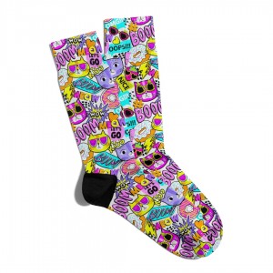 Eğlenceli Çorap Unisex  Boom Meow Let's Go Baskılı Çorap ECSOKET124