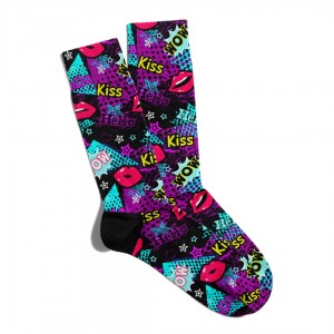 Eğlenceli Çorap Unisex Kiss Hello PopArt Baskılı Çorap ECSOKET127