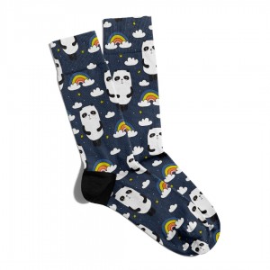 Eğlenceli Çorap Unisex  Gökkuşağı Penguen Detay Baskılı Çorap ECSOKET129