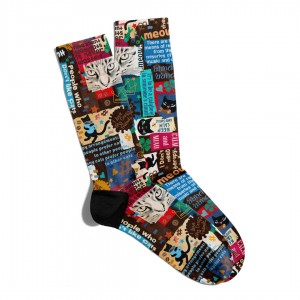 Eğlenceli Çorap Unisex  Retro Kedi Ayrıntı PopArt Baskılı Çorap ECSOKET135