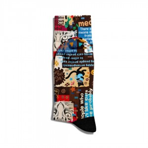 Eğlenceli Çorap Unisex  Retro Kedi Ayrıntı PopArt Baskılı Çorap ECSOKET135
