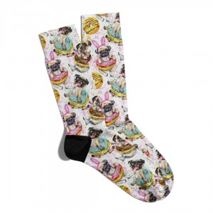 Eğlenceli Çorap Unisex  Sevimli Pug ve Donut Çorap ECSOKET139