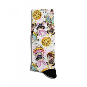 Eğlenceli Çorap Unisex  Sevimli Pug ve Donut Çorap ECSOKET139