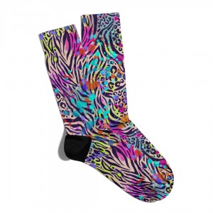 Eğlenceli Çorap Unisex  Renkli Zebra Motif Boya Desen Baskılı Çorap ECSOKET144