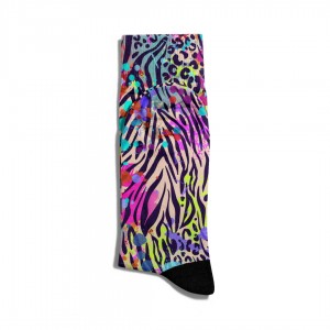 Eğlenceli Çorap Unisex  Renkli Zebra Motif Boya Desen Baskılı Çorap ECSOKET144