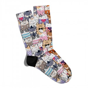 Eğlenceli Çorap Unisex  Gözlüklü Kedi  Baskılı Çorap ECSOKET145