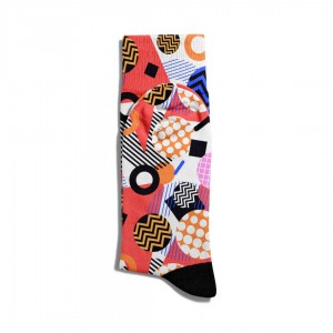 Eğlenceli Çorap Unisex  Geomektrik Retro Desen Baskılı Çorap ECSOKET158