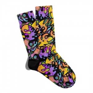 Eğlenceli Çorap Unisex  Karışık Renkli Desen Baskılı Çorap ECSOKET163