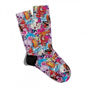 Eğlenceli Çorap Unisex  Skull Balık Desen Baskılı Çorap ECSOKET165