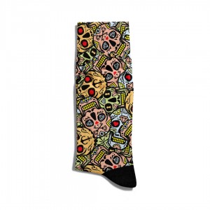 Eğlenceli Çorap Unisex  Renkli Kuru Kafa Baskılı Çorap ECSOKET167