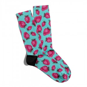 Eğlenceli Çorap Unisex  Renkli Cilek Baskılı Çorap ECSOKET168